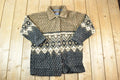 Vintage 1990s Muskoka Lakes All Over Print Abstract Pattern Button Up Fleece Sweater Mens L / 90s Knit Crewneck / Vintage Preppy Knits /