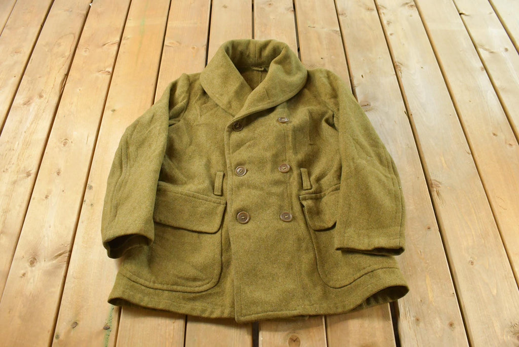 Vintage 1920s WW1 Mackinaw Short Overcoat Wool Army Jacket Men's S