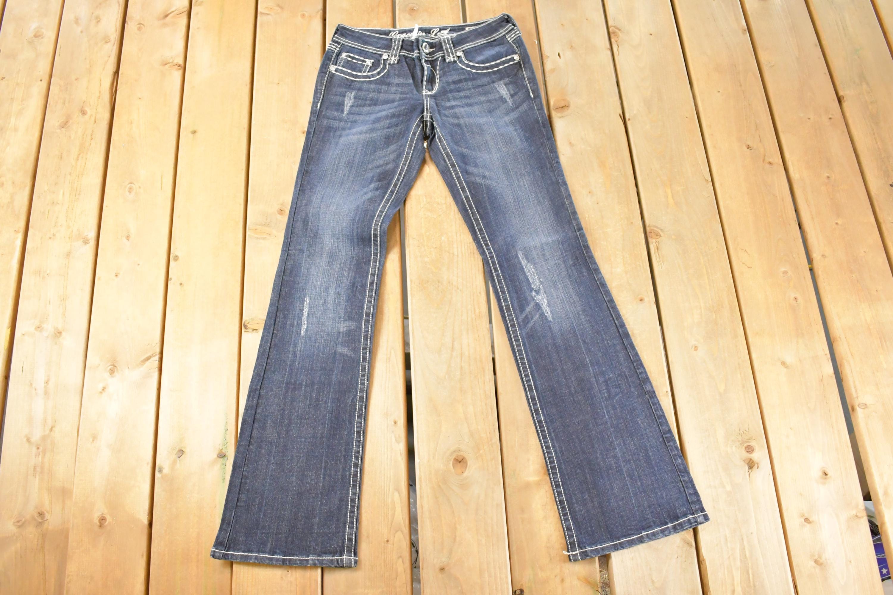 Vintage Deadstock Y2K Grace In LA Bedazzled Bootcut Low Rise Jeans Women's Size 26 x 32