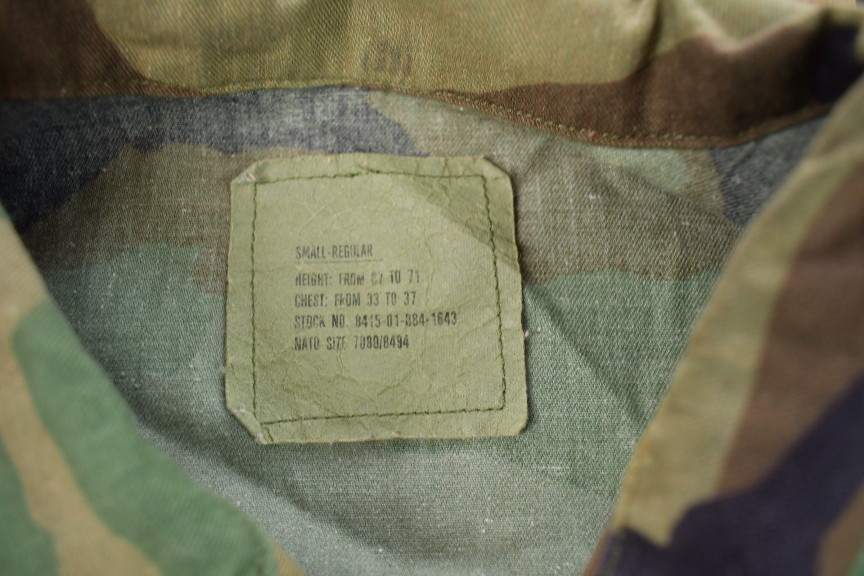 Vintage 1986 Woodland Camo Military Button Up Shirt