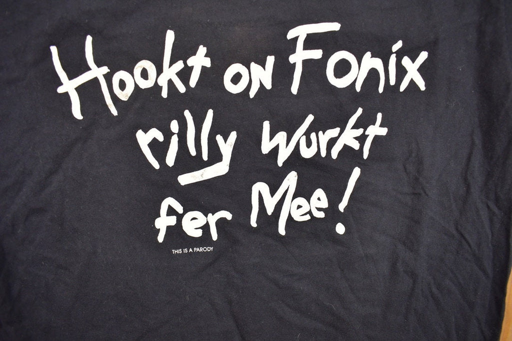 Vintage 1990s Hooked On Fonix Weed Parody Graphic T Shirt