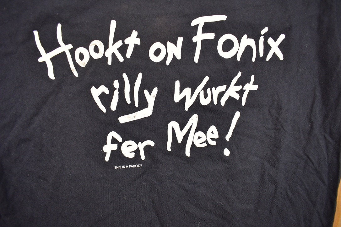 Vintage 1990s Hooked On Fonix Weed Parody Graphic T Shirt