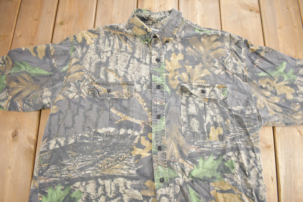 Vintage 1990s Tree Bark Camouflage Button Up Shirt