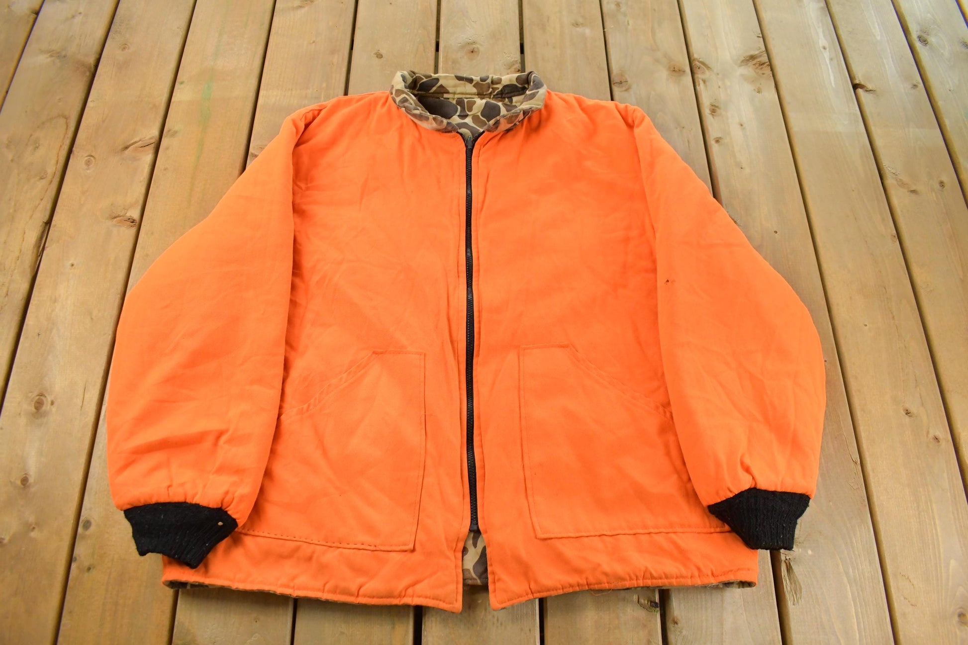 Vintage 1980s Walls Reversible Hi Vis Duck Camo Puffer Jacket Men's XL / Vintage Bubble Jacket / Made in USA / True Vintage / Outdoors