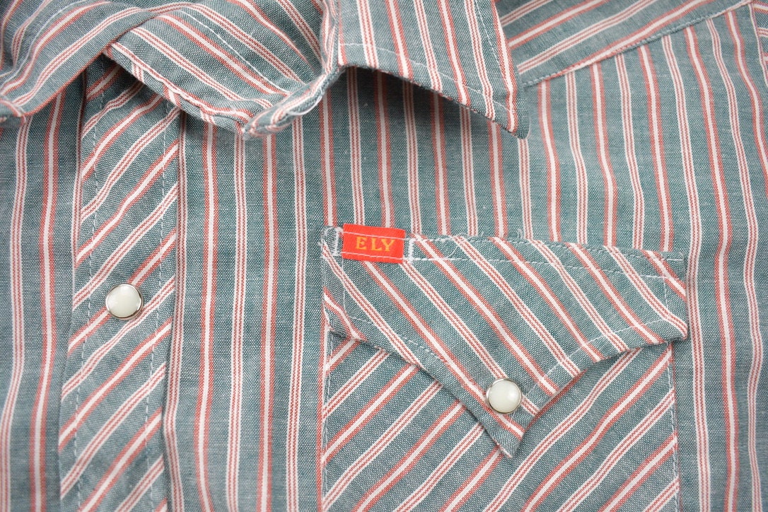 Vintage 1970s Ely Plains Embroidered Western Cowboy Style Button Up Shirt