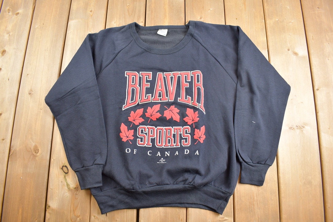 Vintage 1980s Beaver Sports of Canada Crewneck Sweatshirt / 90s / 80s Crewneck / Made In Canada / Essential / Streetwear