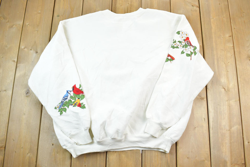 Vintage 1990s Multi Bird All Over Print Embroidered Crewneck Sweater