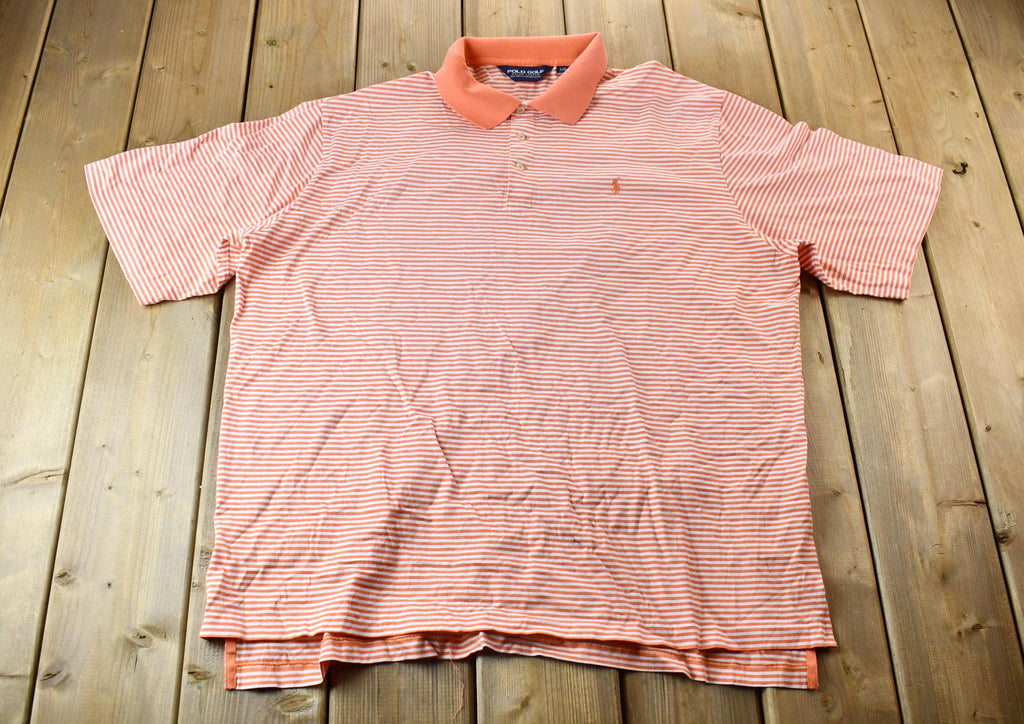 Vintage 1990s Polo Ralph Lauren Striped Crest Golf Polo Shirt