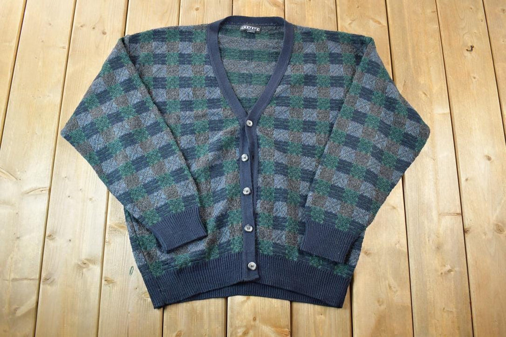 Vintage 1990s Jantzen Knit Perfect Mild Distress Cardigan Sweater Made In USA