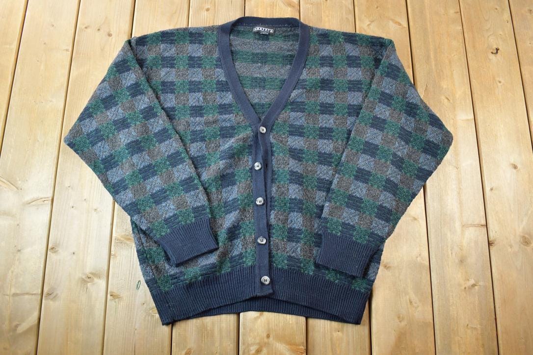 Vintage 1990s Jantzen Knit Perfect Mild Distress Cardigan Sweater Made In USA