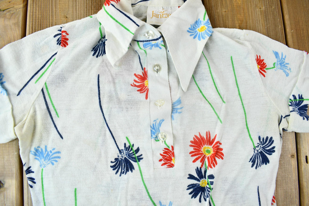 Vintage 1960s Jantzen All Over Print Floral Style Button-Up Shirt