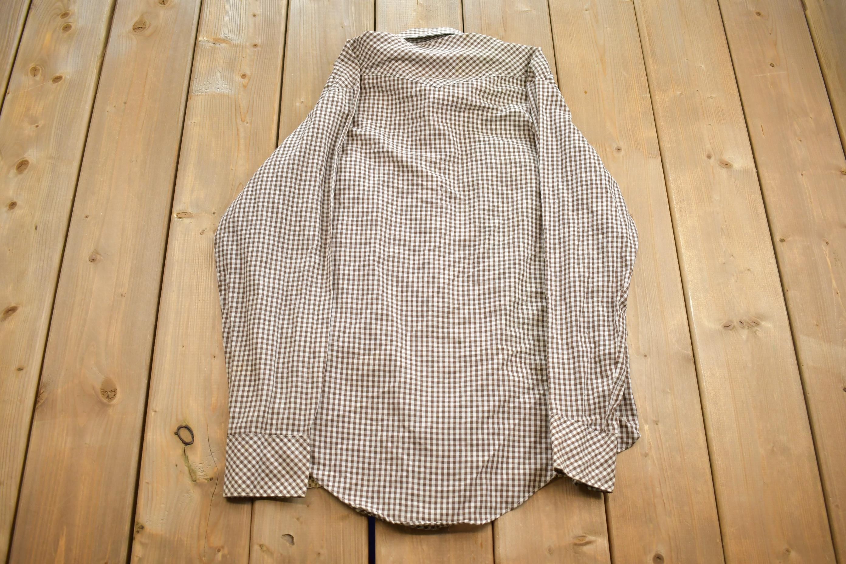 Vintage 1990s Fruit Of The Loom Royal Collection Gingham Casual Button Up Shirt
