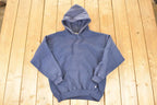 Vintage 1990s Discus Athletic Blank Navy Hoodie Sweatshirt Men's M