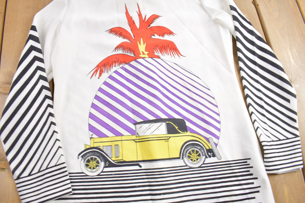 Vintage 1970s Parisian Art Deco Graphic Button Up Shirt
