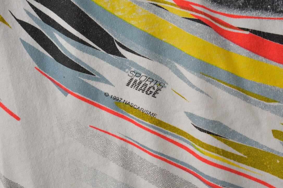 Vintage 1997 Winston Cup NASCAR All Over Print Racing Graphic T-Shirt Made In USA