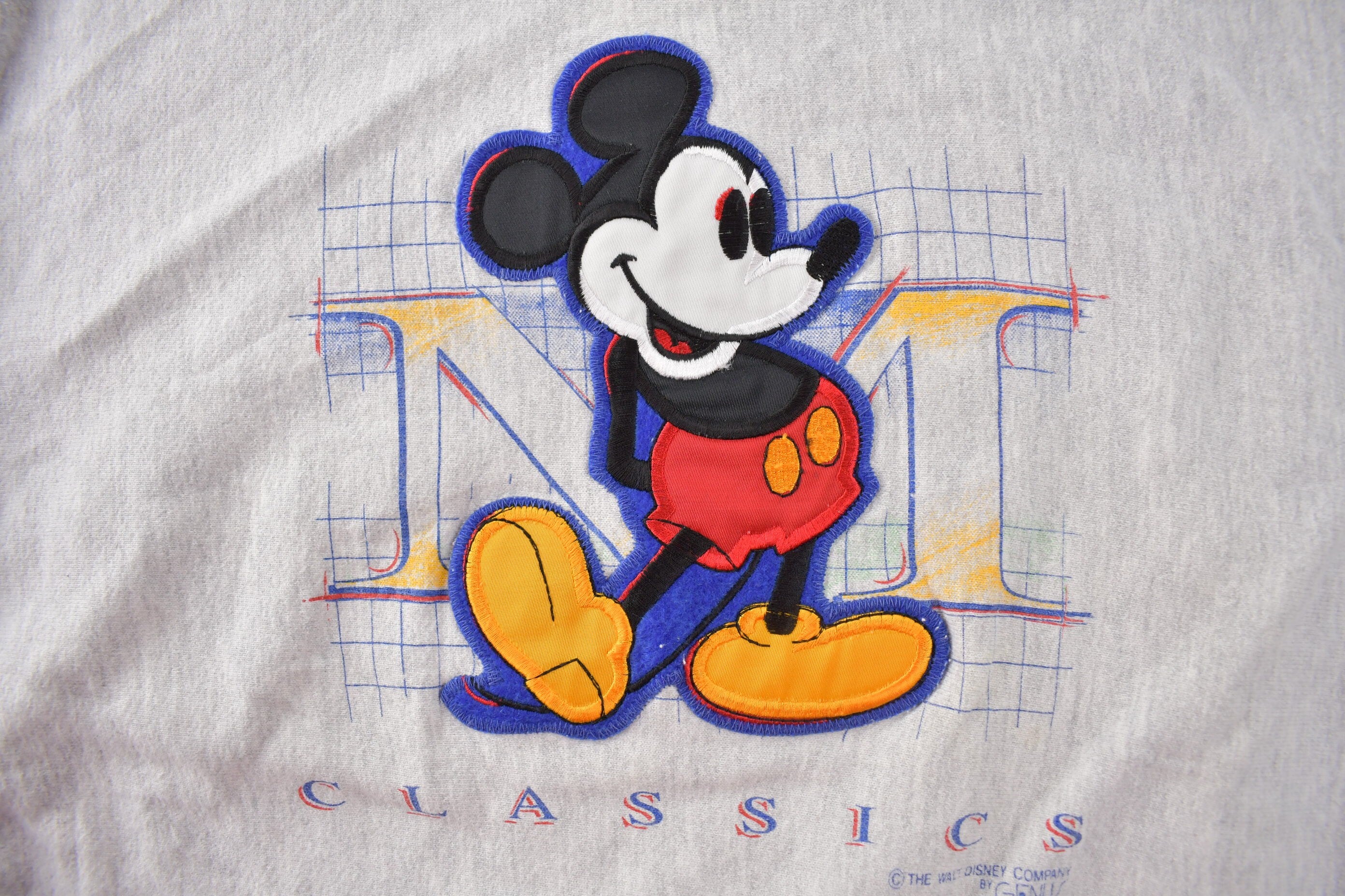 Vintage 1990s Heavy Weight Mickey Mouse Embroidered Disney Crewneck Made In USA Size XL