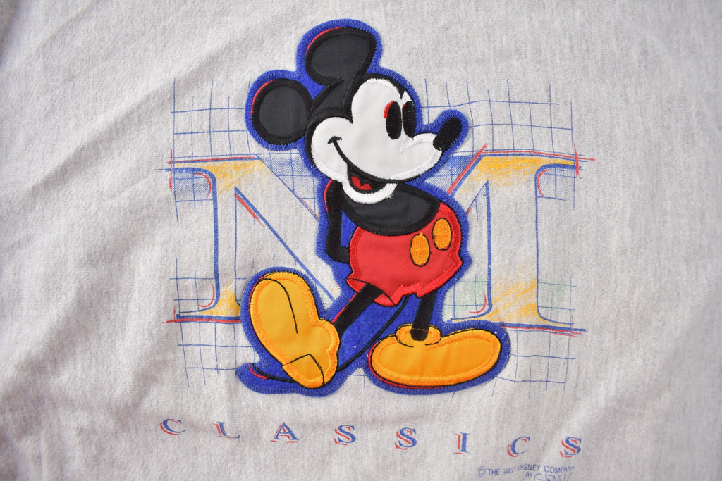 Vintage 1990s Heavy Weight Mickey Mouse Embroidered Disney Crewneck Made In USA Size XL