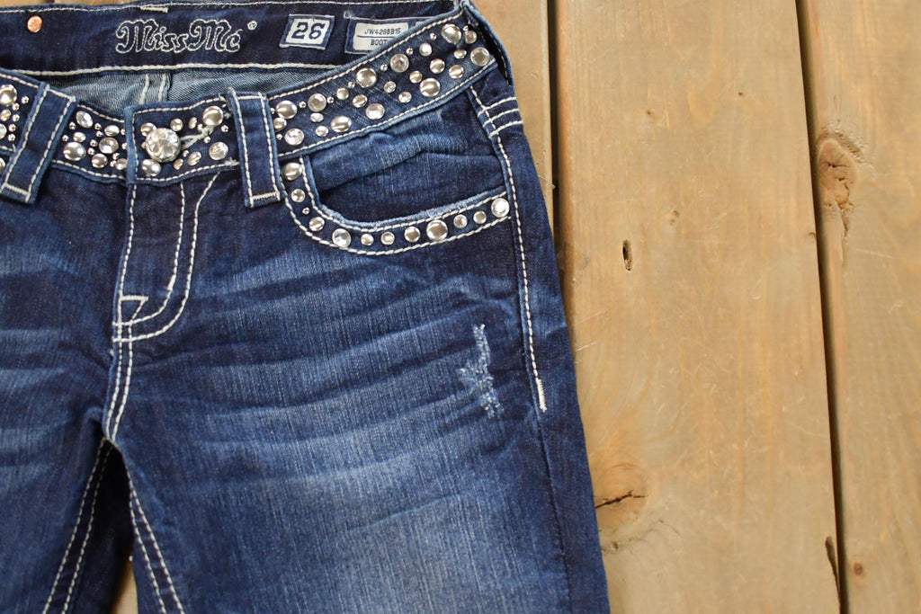 Vintage Y2K Miss Me Bedazzled Low Rise Jeans Women's Size 26x31