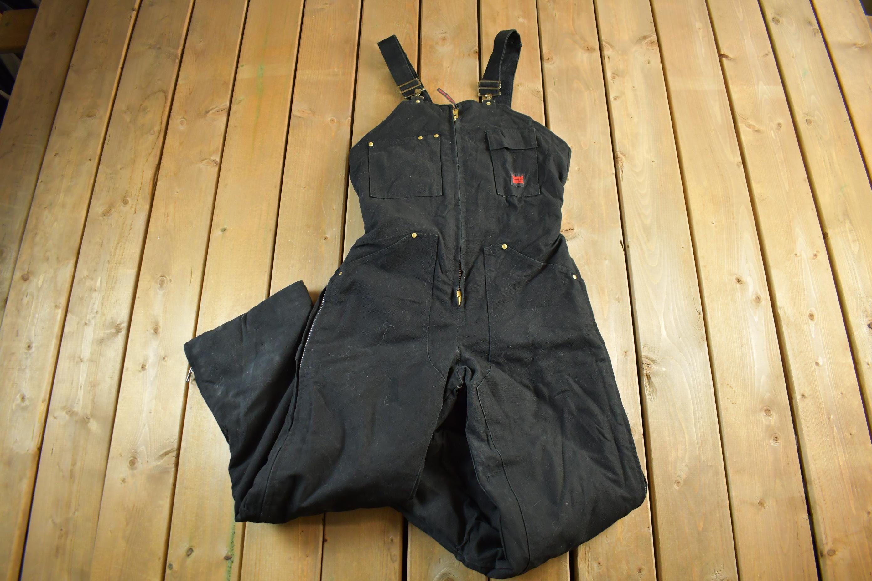 Vintage 1990s Tough Duck Double Knee Canvas Overalls Size 30 x 29  Utility Overalls  Sun Faded Distressed  Vintage Workwear