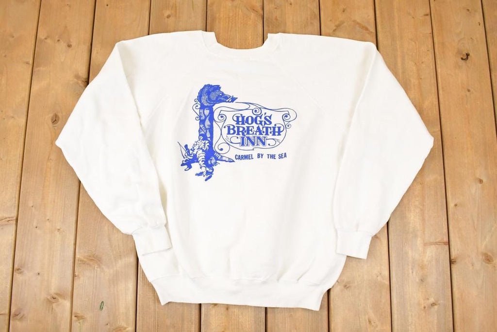 Vintage 1980s Hogs Breath Inn Seahorse Cartoon Graphic Print Crewneck Sweatshirt Mens L