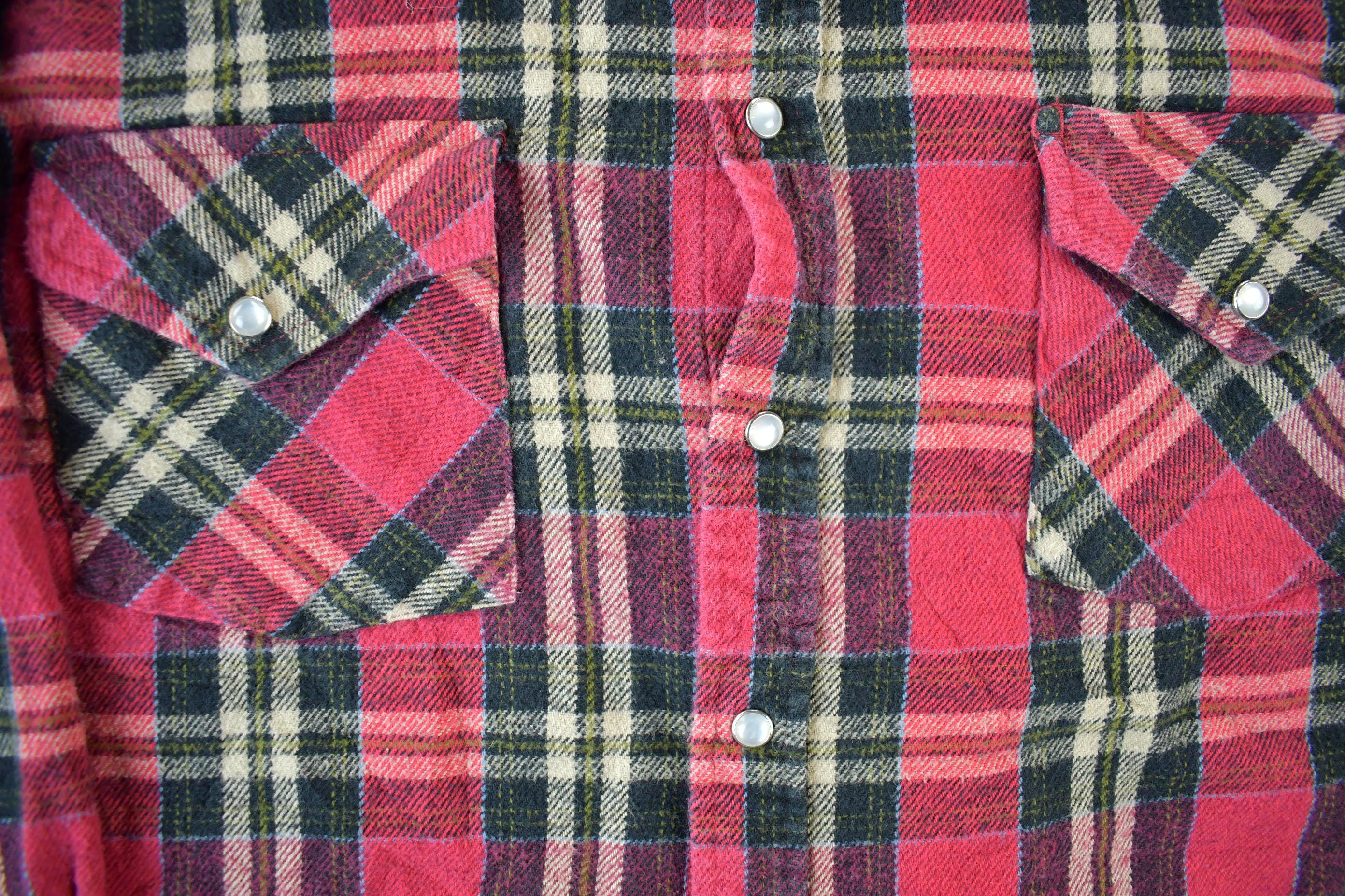 Vintage 1990s Ely Cattleman Western Flannel Pearl Snap Button Up Shirt Men's XL