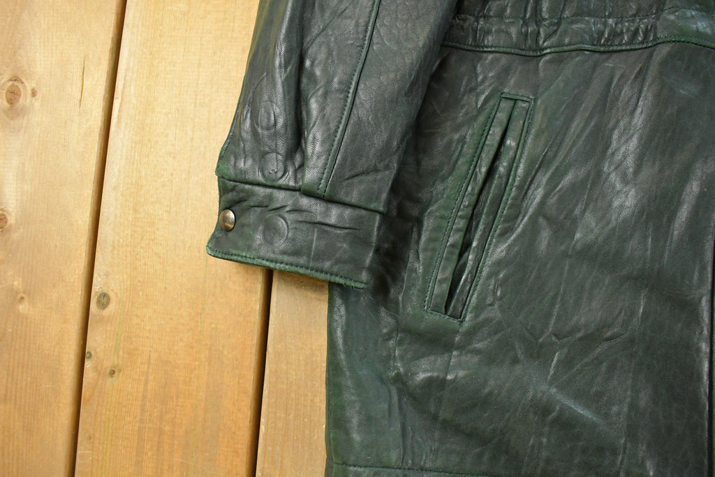 Vintage 1980s Ocean West Leather Long Coat Women's Large
