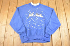 Vintage 1990s Coldwater Creek Blue Birds Double Collar Cute Souvenir Crewneck Sweatshirt Womens L