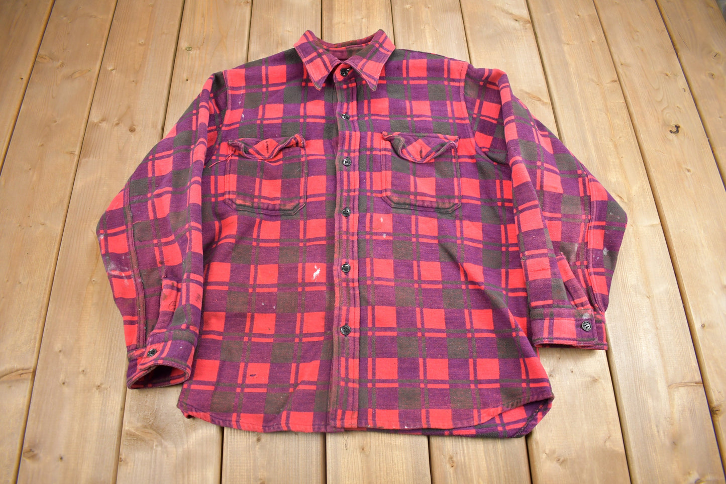 Vintage 1960s Champion Button Up Plaid Flannel Trucker Shirt / Vintage Champion / True Vintage / Canadian Vintage / Vintage Champion