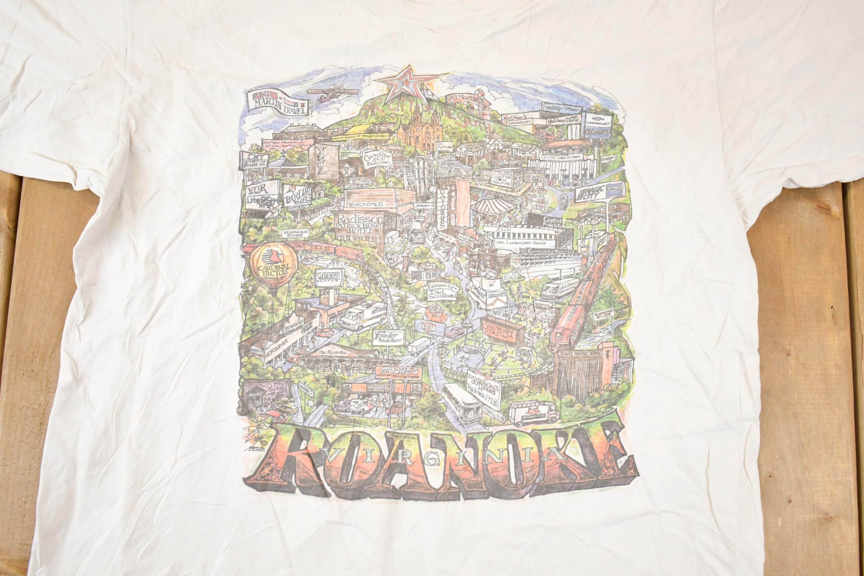 Vintage 1990s Tennessee River Roanoke Virginia Souvenir Travel T-Shirt Men's L
