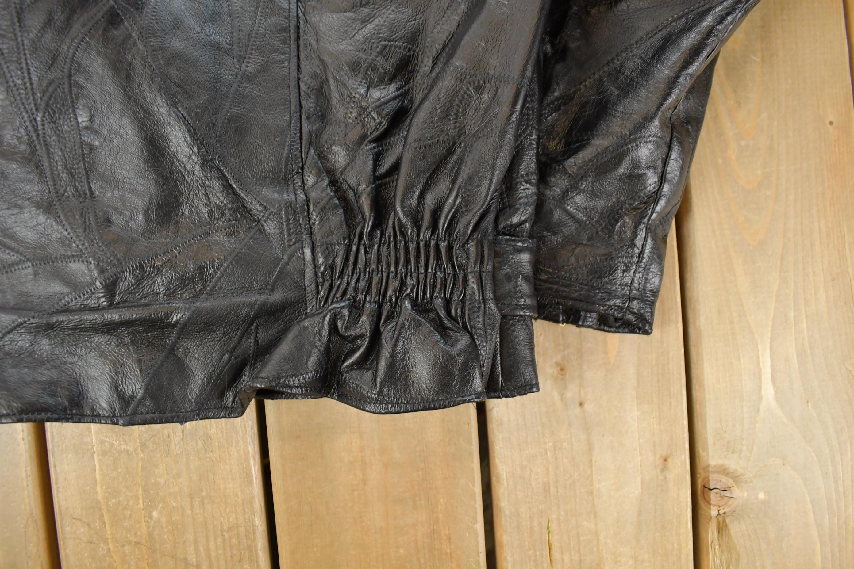 Vintage 1990s USA Biker Motorcycle Leather Jacket Men's Large
