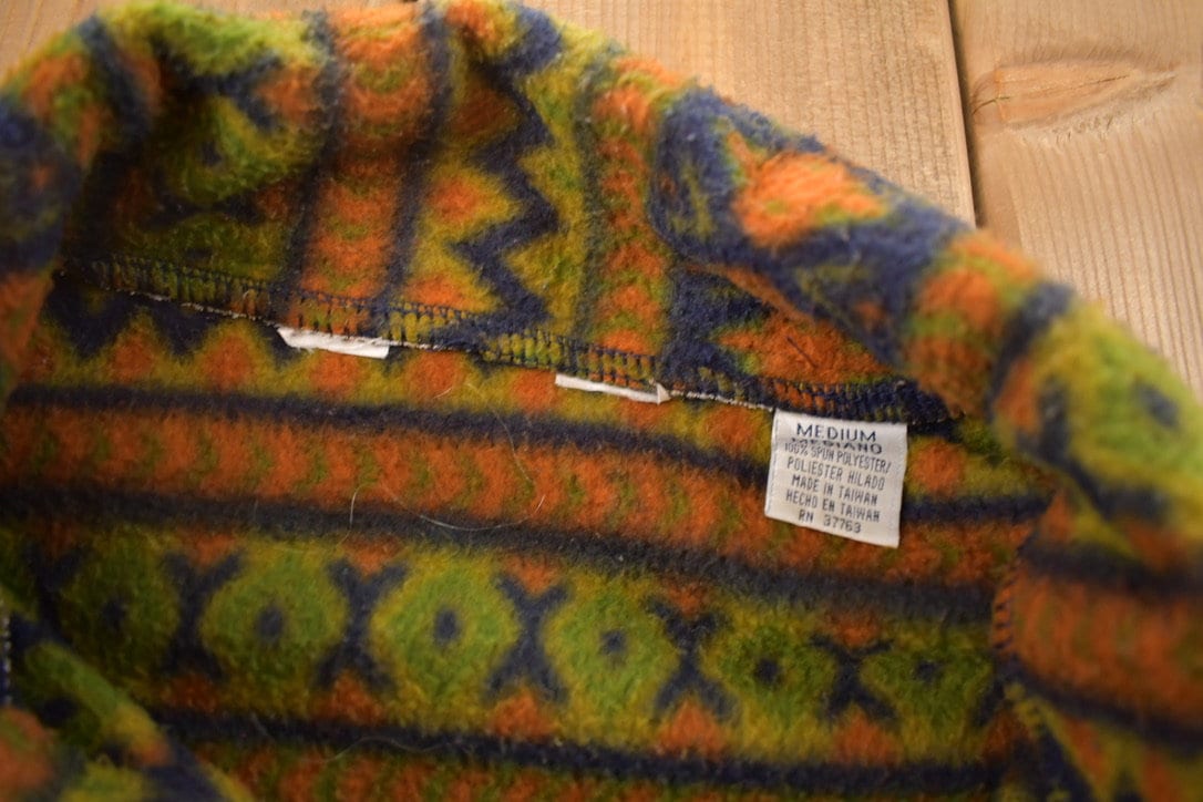 Vintage 1990s Aztec Pattern Fleece Sweater / Outdoorsman / 90s Sweater / Streetwear / Hiking / Quarter Button