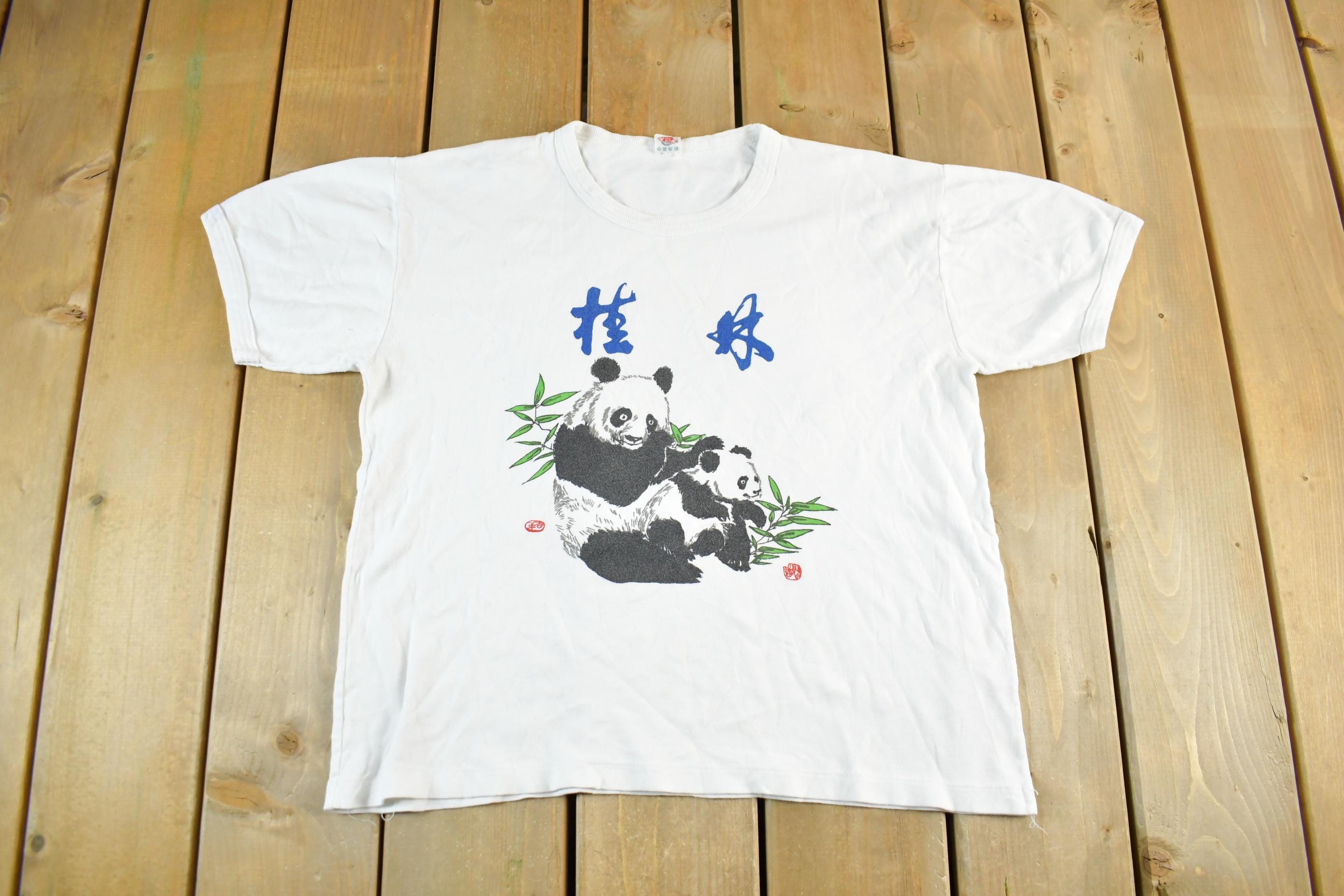 Vintage 1990s Cute Panda Animal Graphic T-Shirt Women's Medium
