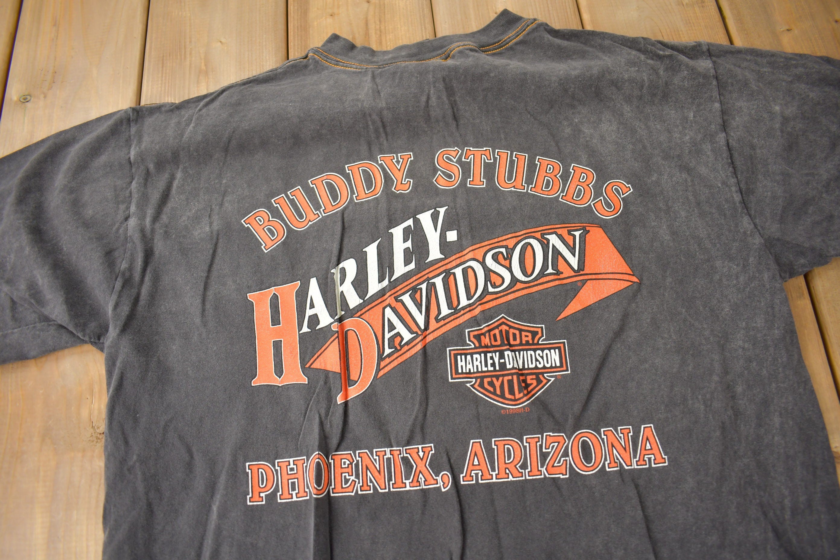Vintage 1997 Buddy Stubbs Harley Davidson Phoenix Arizona Single Stitch Graphic T-Shirt Made In USA
