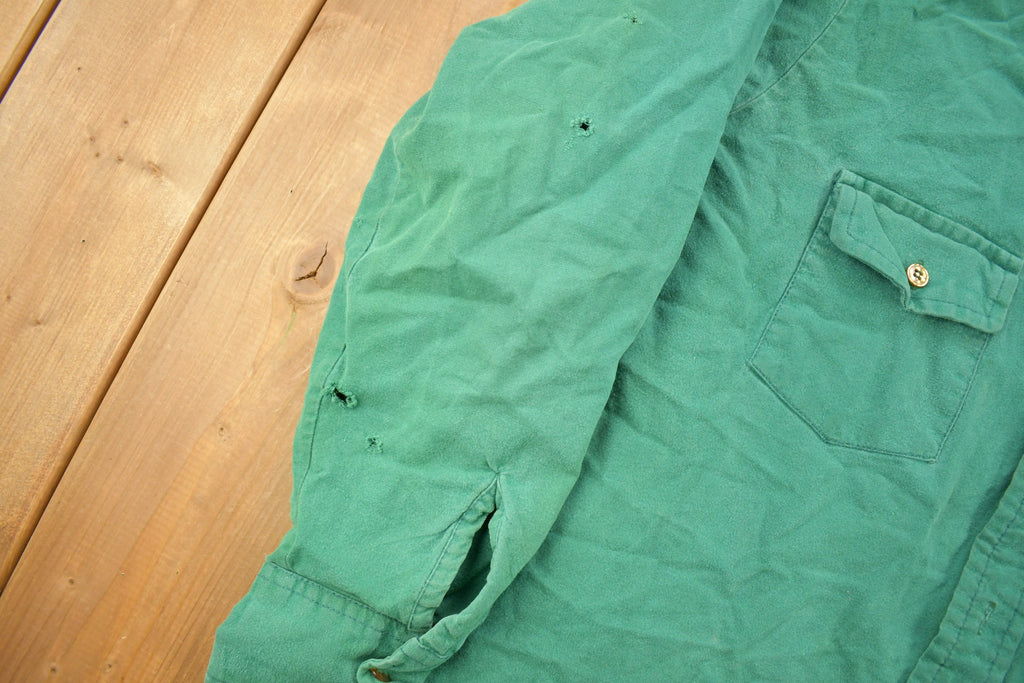 Vintage 1990s Attitude Blank Green Button Up Shirt