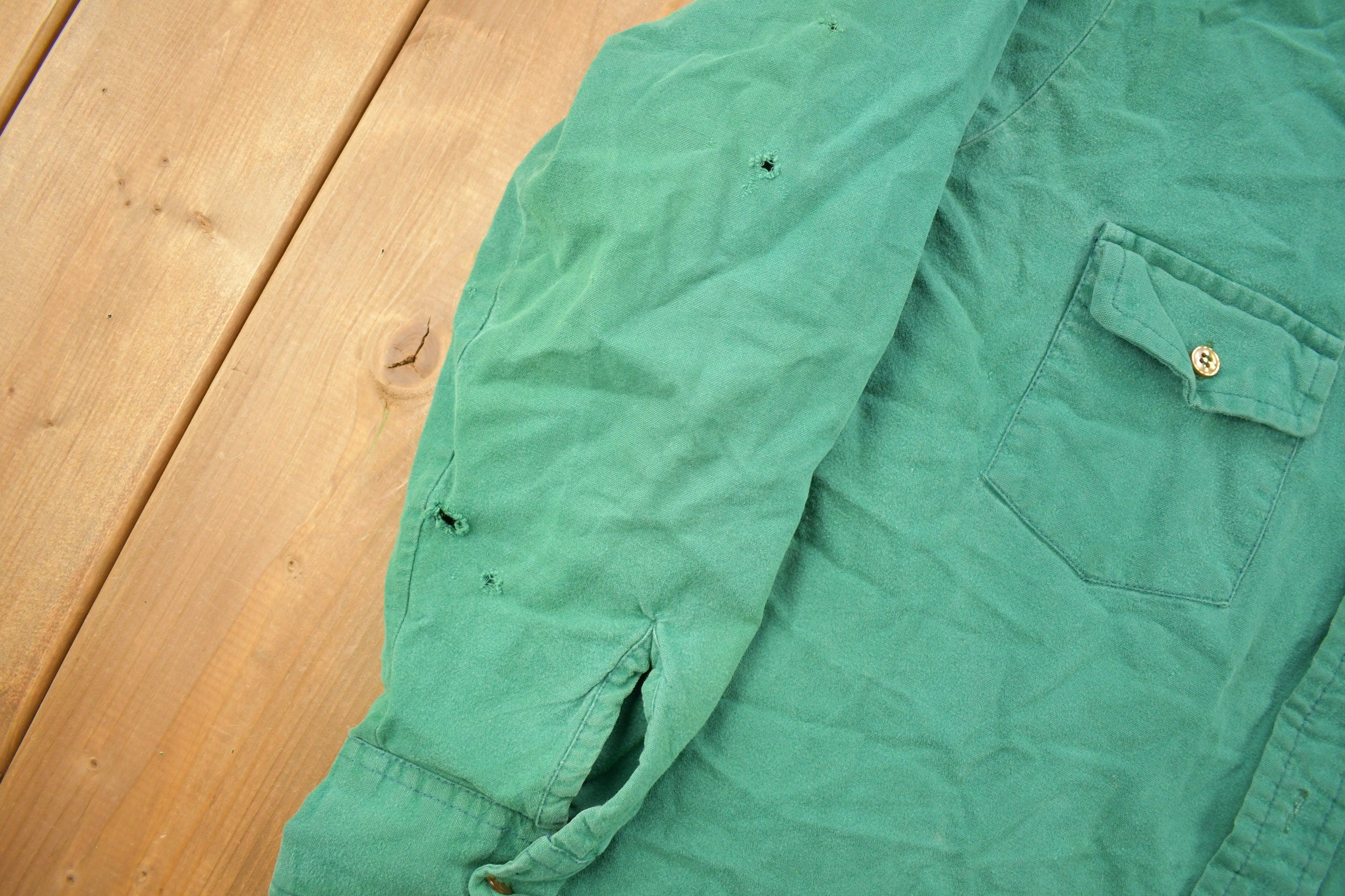 Vintage 1990s Attitude Blank Green Button Up Shirt