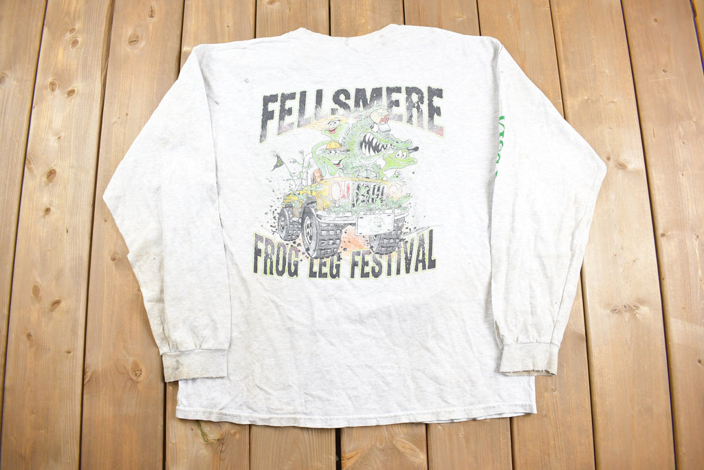 Vintage 1990s Fellsmere Florida Kiss My Frog Long Sleeve T Shirt / 90s Crewneck / Souvenir Sweater / Streetwear / Travel And Vacation