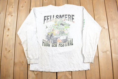 Vintage 1990s Fellsmere Florida Kiss My Frog Long Sleeve T Shirt / 90s Crewneck / Souvenir Sweater / Streetwear / Travel And Vacation
