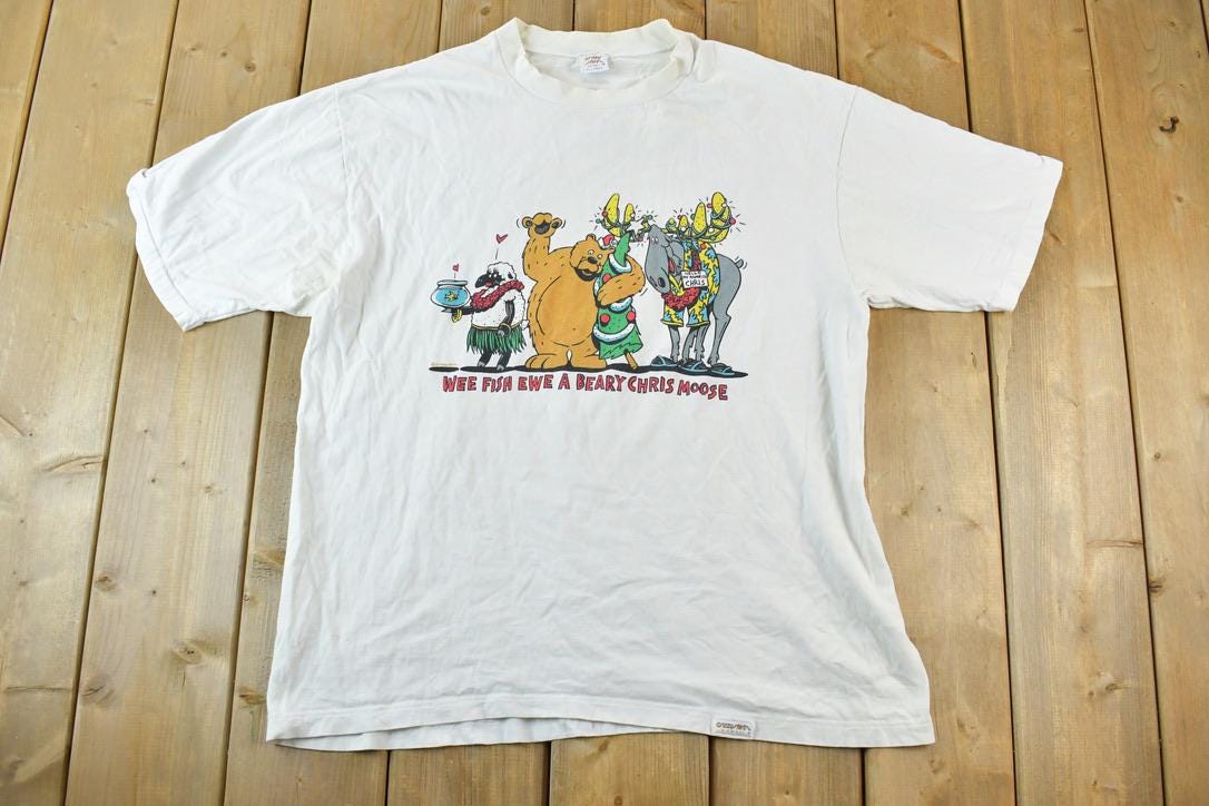 Vintage 1980s Crazy Shirts Hippie Reindeer Single Stitch T-Shirt
