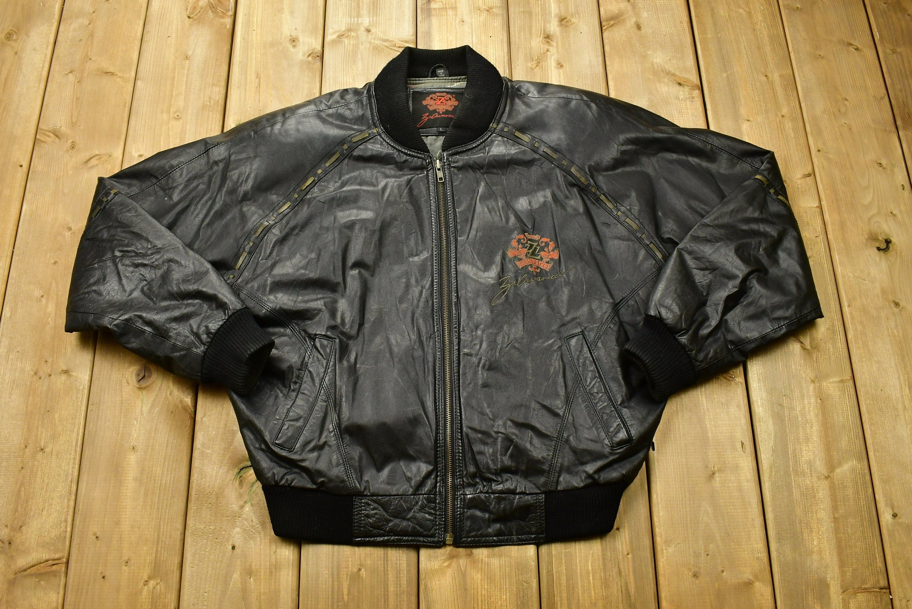 Vintage 90's Cavaricci Horse Graphic Leather Jacket Katamandu Airbrush