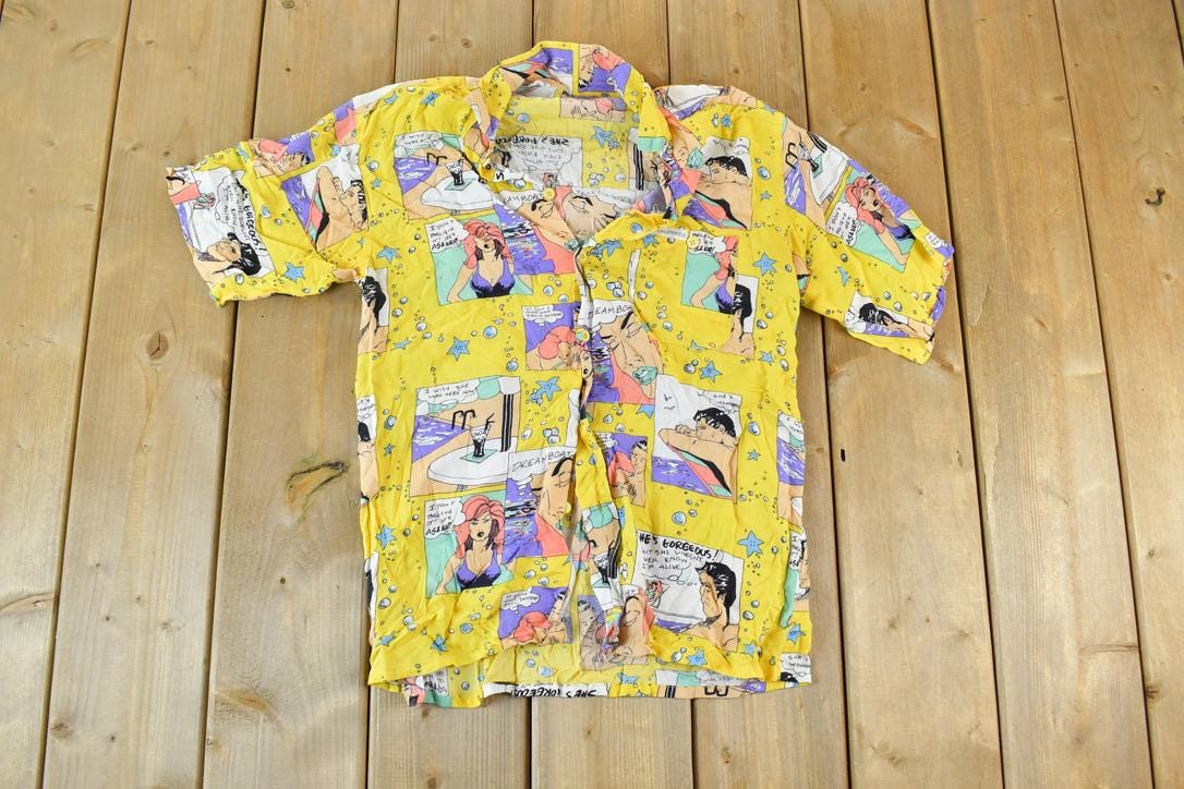 Vintage 1990s Love Island Hawaiian Button Up Shirt