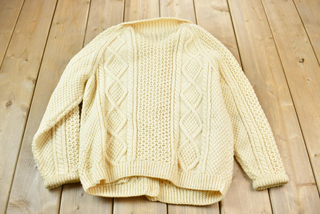 Vintage 1980s Bunratty 100% Wool Cable Knit Cardigan Sweater