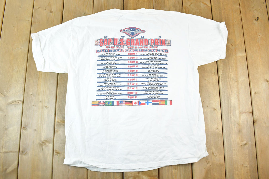 Vintage 2001 Michael Schumacher US Grand Prix Souvenir T-Shirt Mens XL