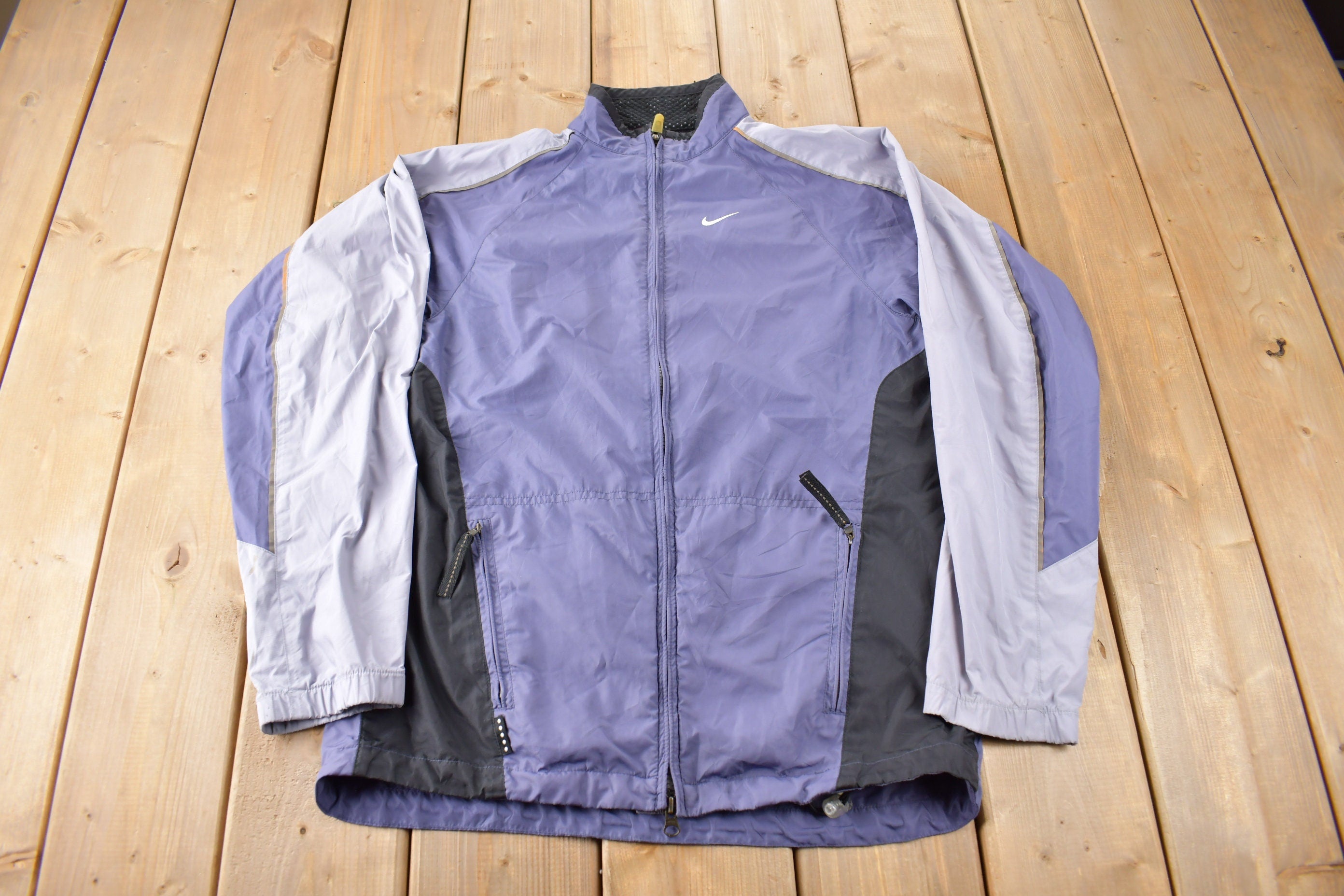 Vintage 1990s Purple Nike Women's Color Block Windbreaker Jacket Size M