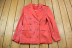 Vintage 1990s Pelle Club Genuine Leather Red Overcoat