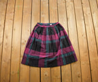 Vintage 1970s Pink Plaid Skirt Size 30x26
