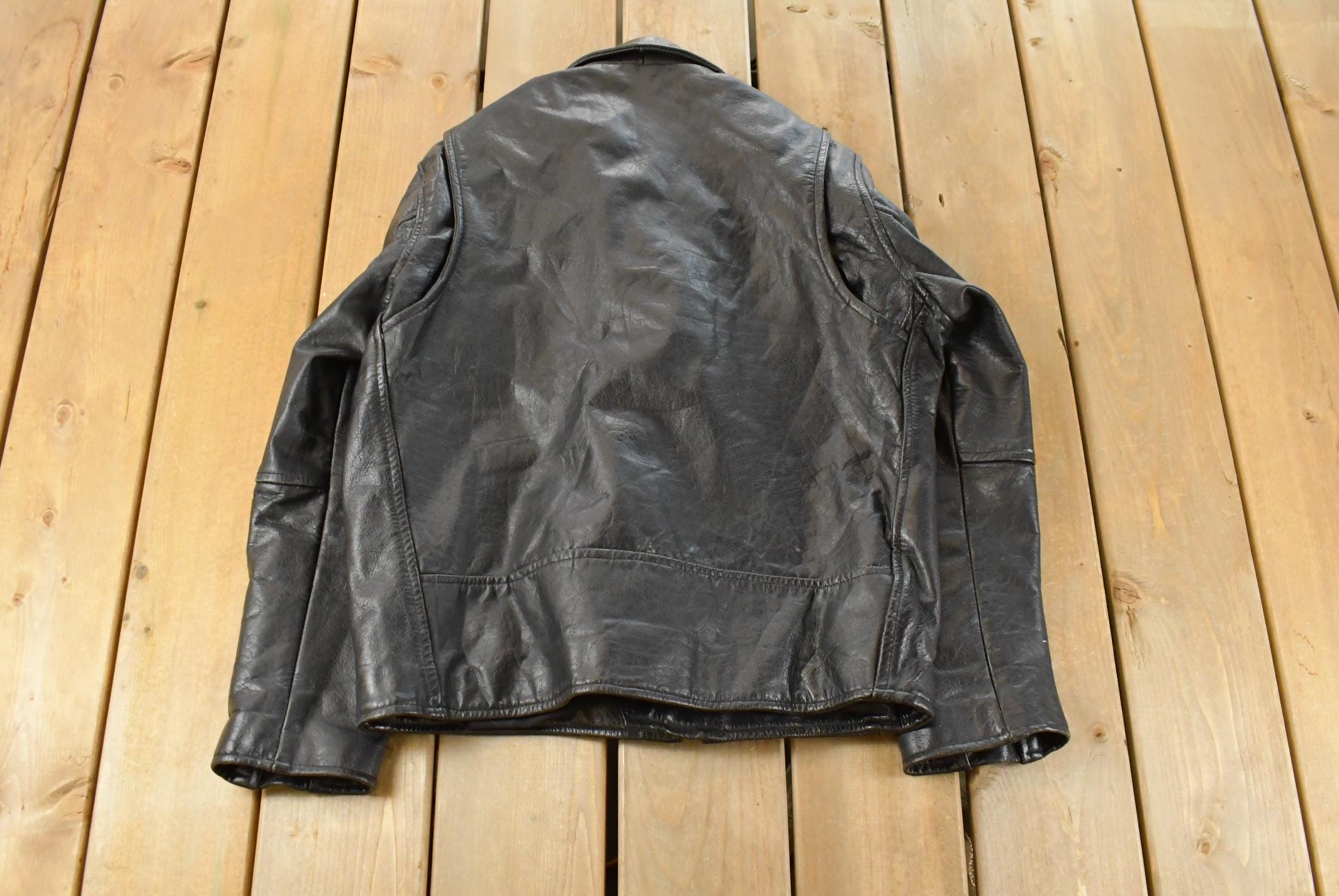 Vintage 1980s Lucky Leather Biker Motorcycle Leather Jacket Women's Medium