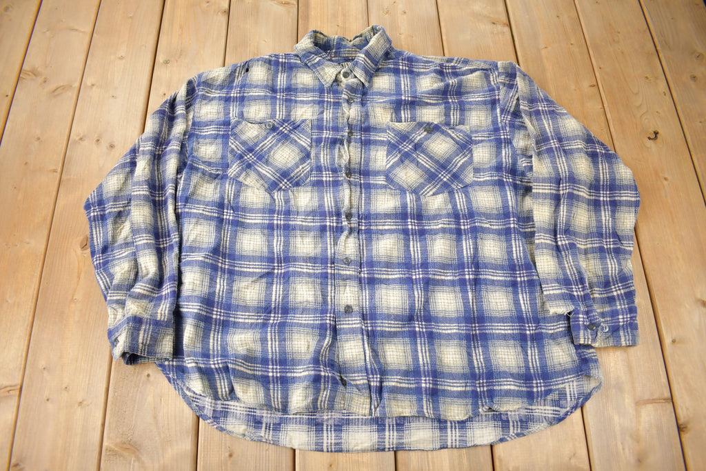 Vintage 1990s Sierra Pacific Distressed Plaid Button Up Flannel Shirt Size XL