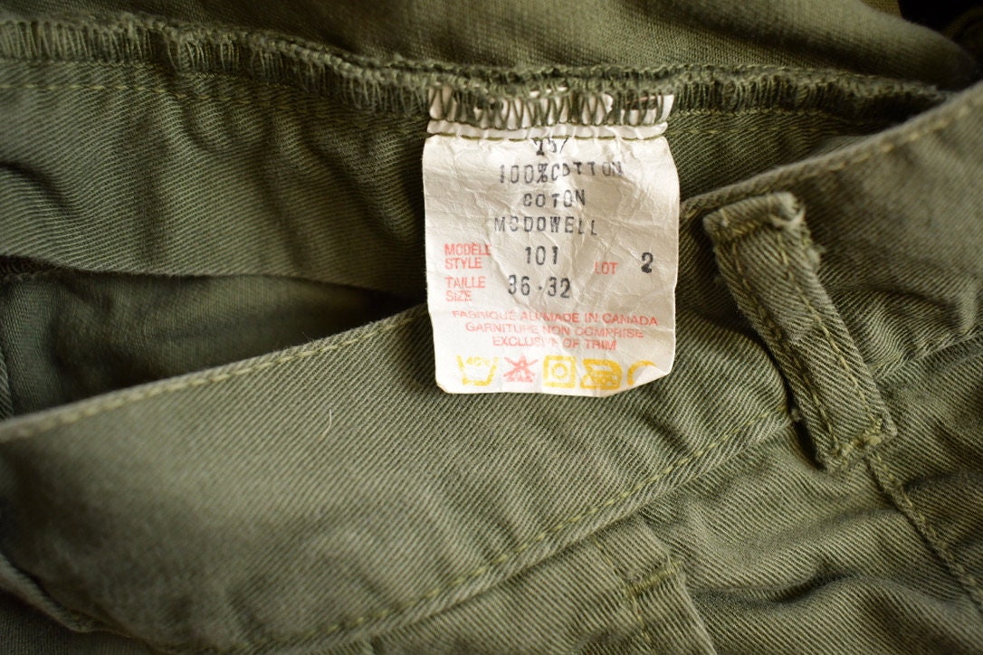 Vintage 1980s Denver Hayes Green Cargo Pants Size 32x30