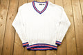 Vintage 1990s 3D Cable Knit Pattern V-Neck Sweater /