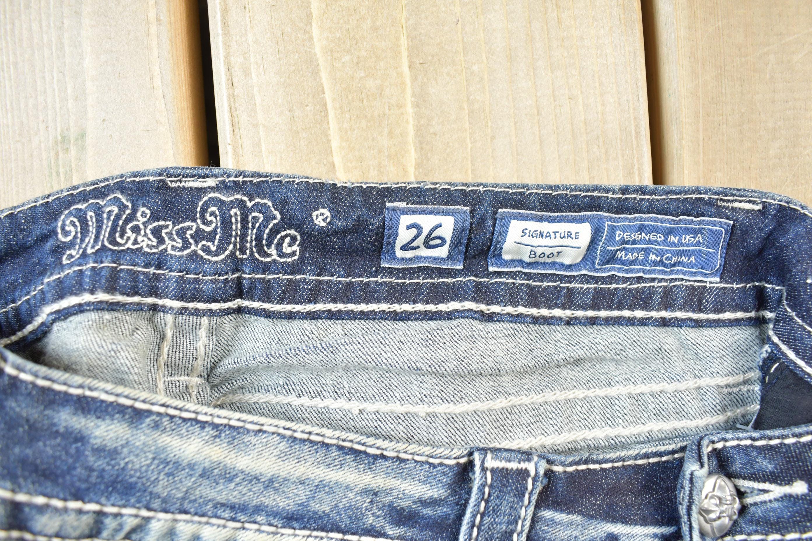 Vintage Y2K Miss Me Bedazzled Low Rise Jeans Size 26x33